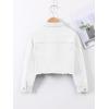 imageVerdusa Girls Raw Hem Long Sleeve Single Breasted Crop Denim Jacket OuterwearWhite