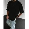 imageVerdusa Mens Fashion T Shirts Short Half Sleeve Athletic Workout Oversized Loose Pullover Tee TopBlack