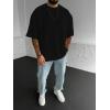 imageVerdusa Mens Fashion T Shirts Short Half Sleeve Athletic Workout Oversized Loose Pullover Tee TopBlack