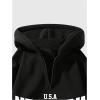 imageVerdusa Mens Quarter Zip Pullover Hoodies Long Sleeve Drop Shoulder Sweatshirt Casual PulloverLetter Dark Black