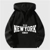 imageVerdusa Mens Quarter Zip Pullover Hoodies Long Sleeve Drop Shoulder Sweatshirt Casual PulloverLetter Dark Black