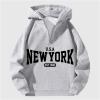 imageVerdusa Mens Quarter Zip Pullover Hoodies Long Sleeve Drop Shoulder Sweatshirt Casual PulloverLetter Grey