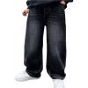 imageVerdusa Boys Casual Straight Leg Baggy Jeans Elastic Waist Loose Denim Pants with PocketsBlack