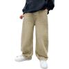 imageVerdusa Boys Casual Straight Leg Baggy Jeans Elastic Waist Loose Denim Pants with PocketsBrown