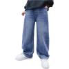 imageVerdusa Boys Casual Straight Leg Baggy Jeans Elastic Waist Loose Denim Pants with PocketsLight Blue