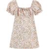 imageVerdusa Girls Floral Print Puff Sleeve Square Neck Shirred Swing A Line DressWhite
