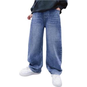imageVerdusa Boys Casual Straight Leg Baggy Jeans Elastic Waist Loose Denim Pants with PocketsLight Blue