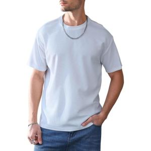 imageVerdusa Mens Fashion T Shirts Short Half Sleeve Athletic Workout Oversized Loose Pullover Tee TopWhite