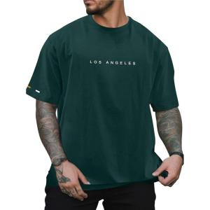imageVerdusa Mens Graphic Tees Letter Print Short Sleeve Classic Tops Crewneck Casual T ShirtDark Green