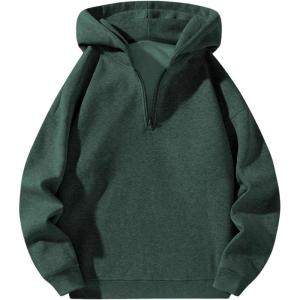 imageVerdusa Mens Quarter Zip Pullover Hoodies Long Sleeve Drop Shoulder Sweatshirt Casual PulloverGreen
