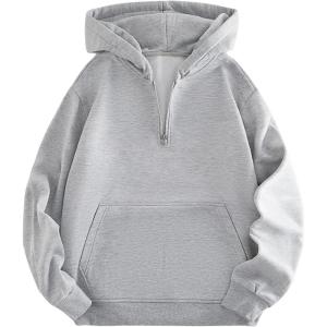 imageVerdusa Mens Quarter Zip Pullover Hoodies Long Sleeve Drop Shoulder Sweatshirt Casual PulloverGrey