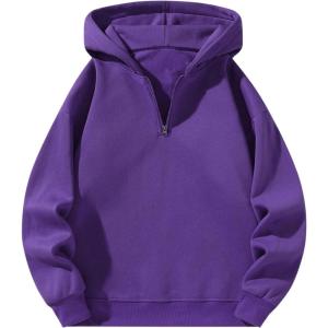 imageVerdusa Mens Quarter Zip Pullover Hoodies Long Sleeve Drop Shoulder Sweatshirt Casual PulloverMauve Purple