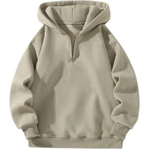 imageVerdusa Mens Quarter Zip Pullover Hoodies Long Sleeve Drop Shoulder Sweatshirt Casual PulloverOlive Green