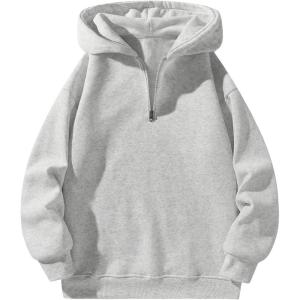 imageVerdusa Mens Quarter Zip Pullover Hoodies Long Sleeve Drop Shoulder Sweatshirt Casual PulloverWhite