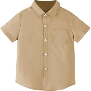 imageVerdusa Toddler Boys Casual Pocket Front Short Sleeve Button Down Shirt TopKhaki