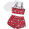 imageVerdusa Girls 3 Piece Mesh High Low Hem Tee Letter Graphic Cami Top and ShortsRed