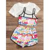 imageVerdusa Girls 3 Piece Mesh High Low Hem Tee Letter Graphic Cami Top and ShortsWhite Multi