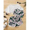 imageVerdusa Girls 3 Piece Mesh High Low Hem Tee Letter Graphic Cami Top and ShortsWhite and Black