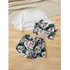 imageVerdusa Girls 3 Piece Mesh High Low Hem Tee Letter Graphic Cami Top and ShortsWhite and Black