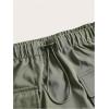 imageVerdusa Girls Drawstring Elastic Waist Flap Pocket Straight Cargo Mini SkirtArmy Green
