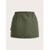 imageVerdusa Girls Drawstring Elastic Waist Flap Pocket Straight Cargo Mini SkirtArmy Green