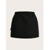 imageVerdusa Girls Drawstring Elastic Waist Flap Pocket Straight Cargo Mini SkirtBlack