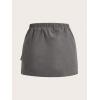 imageVerdusa Girls Drawstring Elastic Waist Flap Pocket Straight Cargo Mini SkirtGrey