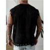 imageVerdusa Mens Graphic Letter Print Ripped Sweater Vest Sleeveless Summer Knit TopsBlack