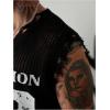 imageVerdusa Mens Graphic Letter Print Ripped Sweater Vest Sleeveless Summer Knit TopsBlack