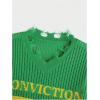imageVerdusa Mens Graphic Letter Print Ripped Sweater Vest Sleeveless Summer Knit TopsGreen