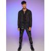 imageVerdusa Mens Long Sleeve Sheer Mesh Ruffle Trim Button Down Shirt TopBlack