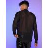 imageVerdusa Mens Long Sleeve Sheer Mesh Ruffle Trim Button Down Shirt TopBlack