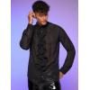 imageVerdusa Mens Long Sleeve Sheer Mesh Ruffle Trim Button Down Shirt TopBlack