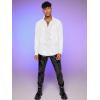 imageVerdusa Mens Long Sleeve Sheer Mesh Ruffle Trim Button Down Shirt TopWhite