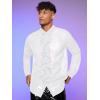 imageVerdusa Mens Long Sleeve Sheer Mesh Ruffle Trim Button Down Shirt TopWhite