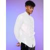 imageVerdusa Mens Long Sleeve Sheer Mesh Ruffle Trim Button Down Shirt TopWhite