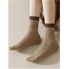 imageVerdusa Womens 6pairs Floral Plaid Print Crew SocksBrown Beige