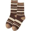 imageVerdusa Womens 6pairs Floral Plaid Print Crew SocksBrown Beige