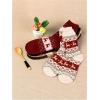 imageVerdusa Womens 6pairs Floral Plaid Print Crew SocksChristmas Red