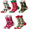 imageVerdusa Womens 6pairs Floral Plaid Print Crew SocksGreen Red White
