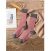 imageVerdusa Womens 6pairs Floral Plaid Print Crew SocksKhaki Pink Green