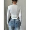 imageVerdusa Womens Asymmetrical Hem Long Sleeve Top Bow Tie Drawstring Side Y2K Tee Shirt TopsWhite