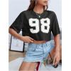 imageVerdusa Womens Cropped Jersey Shirts Graphic Tees Waffle Short Sleeve Vintage T Shirts Crop TopsDark Grey