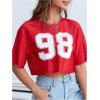 imageVerdusa Womens Cropped Jersey Shirts Graphic Tees Waffle Short Sleeve Vintage T Shirts Crop TopsRed