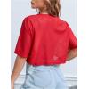 imageVerdusa Womens Cropped Jersey Shirts Graphic Tees Waffle Short Sleeve Vintage T Shirts Crop TopsRed