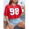 imageVerdusa Womens Cropped Jersey Shirts Graphic Tees Waffle Short Sleeve Vintage T Shirts Crop TopsRed