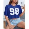 imageVerdusa Womens Cropped Jersey Shirts Graphic Tees Waffle Short Sleeve Vintage T Shirts Crop TopsRoyal Blue