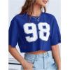 imageVerdusa Womens Cropped Jersey Shirts Graphic Tees Waffle Short Sleeve Vintage T Shirts Crop TopsRoyal Blue