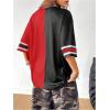imageVerdusa Womens Jersey Shirt Oversized Tshirts Colorblock V Neck Half Sleeve Graphic Tee TopsRed
