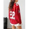 imageVerdusa Womens Oversized Jersey Shirt V Neck Long Sleeve Graphic Tee TopsRed